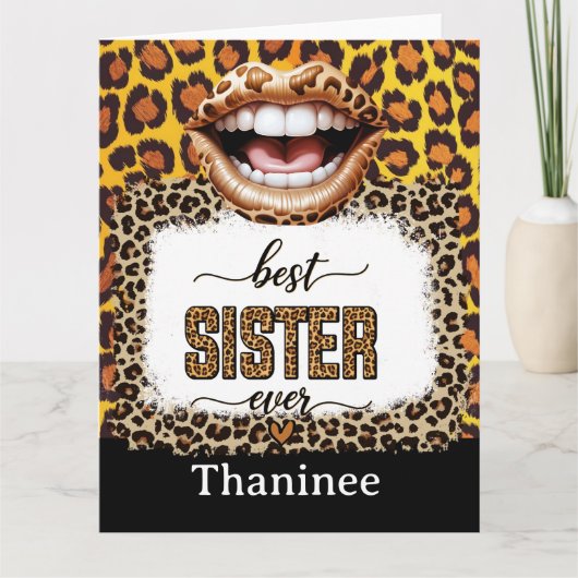 Luipaard Dierprint Kaart voor Zus – Stijlvol  (Voorkant)
