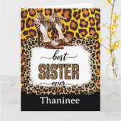 Luipaard Dierprint Kaart voor Zus – Stijlvol  (Gele Bloem)