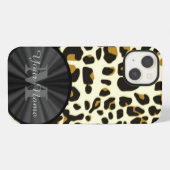 Luipaard dierprint met monogram iPhone hoesje (Achterkant horizontaal)