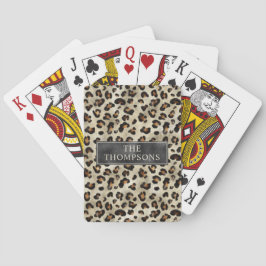 Luipaard Dierprint Met Zwarte Nep Folie En Naam Pokerkaarten