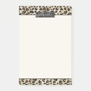 Luipaard Dierprint Met Zwarte Nep Folie En Naam Post-it® Notes
