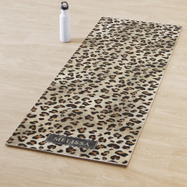 Luipaard Dierprint Met Zwarte Nep Folie En Naam Yogamat
