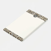 Luipaard Dierprint Met Zwarte Nep Folie Monogram Post-it® Notes (Schuin)
