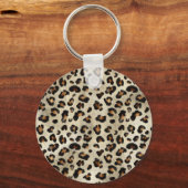 Luipaard Dierprint Met Zwarte Nep Folie Monogram Sleutelhanger (Achterkant)