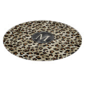 Luipaard Dierprint Met Zwarte Nep Folie Monogram Snijplank (Hoek)