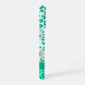 Luipaard dierprint mint monogram iPhone 16 hoesje (Rechterkant)