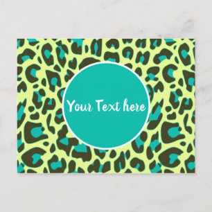 Luipaard Dierprint Patroon Cirkel Geel Turquoise Briefkaart