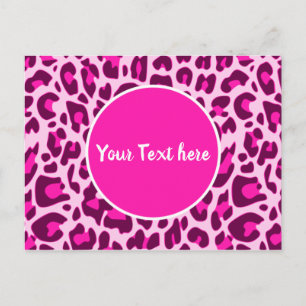 Luipaard Dierprint Patroon Cirkel Helder Roze Briefkaart