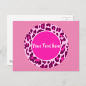 Luipaard Dierprint Patroon Cirkel Mode Roze Briefkaart (Voorkant / Achterkant)