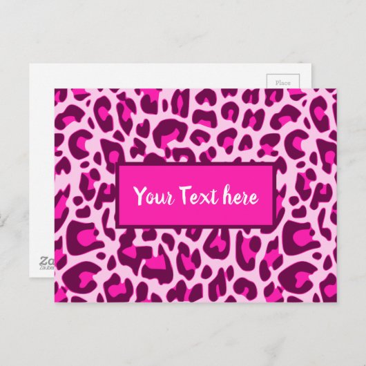 Luipaard Dierprint Patroon Helder Roze Kleur Briefkaart (Voorkant / Achterkant)