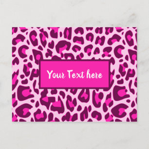 Luipaard Dierprint Patroon Helder Roze Kleur Briefkaart