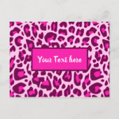 Luipaard Dierprint Patroon Helder Roze Kleur Briefkaart (Voorkant)