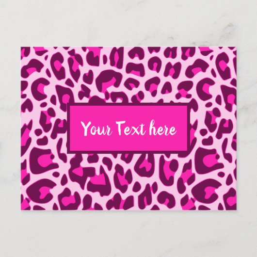Luipaard Dierprint Patroon Helder Roze Kleur Briefkaart (Voorkant)