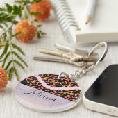 Luipaard Dierprint Roze Parel Sleutelhanger (Voorkant Rechts)