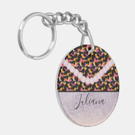 Luipaard Dierprint Roze Parel Sleutelhanger