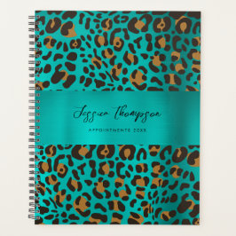 Luipaard Dierprint Teal Turquoise Afspraak Planner