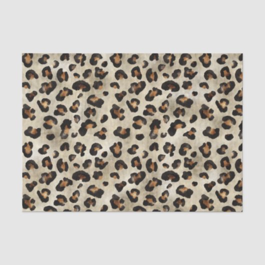 Luipaard Dierprintpatroon in Beige en Bruin Tissuepapier (Voorkant)