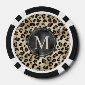 Luipaard Dierprintpatroon in Beige en Monogram Poker Chips (Achterkant)