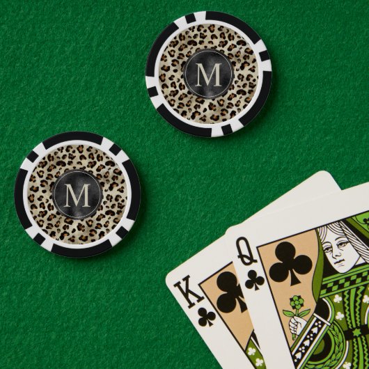 Luipaard Dierprintpatroon in Beige en Monogram Poker Chips (Pokertafel (Dubbel))