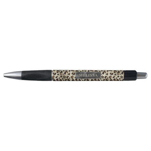 Luipaard Dierprintpatroon in Beige met Naam Pen (Voorkant)