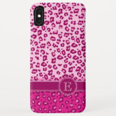 Luipaard dierprintroze aangepaste monogram Case-Mate iPhone case (Achterkant)
