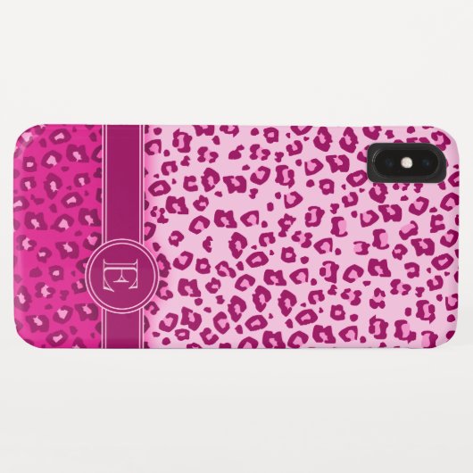 Luipaard dierprintroze aangepaste monogram Case-Mate iPhone case (Achterkant (horizontaal))
