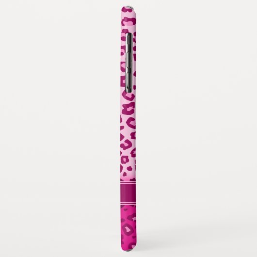 Luipaard dierprintroze aangepaste monogram Case-Mate iPhone case (Achterkant/links)