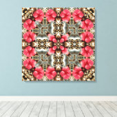 Luipaard en bloemen canvas afdruk (Insitu (Houten vloer))