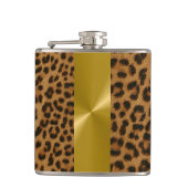 Luipaard en gouden metalen print - Flask Heupfles (Voorkant)