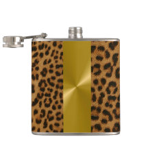 Luipaard en gouden metalen print - Flask