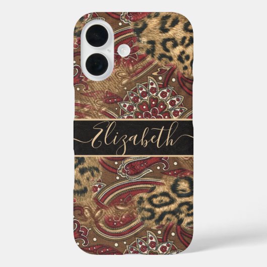 Luipaard en Paisley Print Personaliseer Naam Case-Mate iPhone Case (Achterkant)