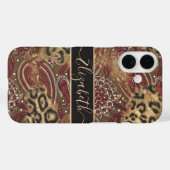 Luipaard en Paisley Print Personaliseer Naam Case-Mate iPhone Case (Achterkant (horizontaal))