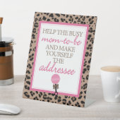 Luipaard en roze adres het Baby shower Envelope Reclamebord Met Voetstuk (Insitu)