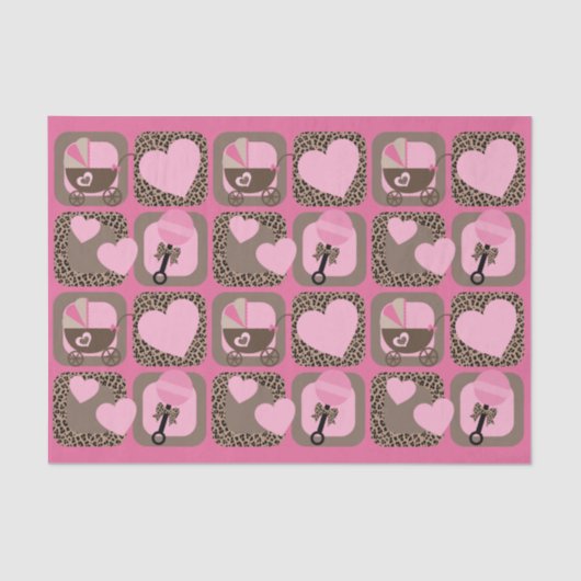 Luipaard en Roze Baby Patterned Tissuepapier (Voorkant)