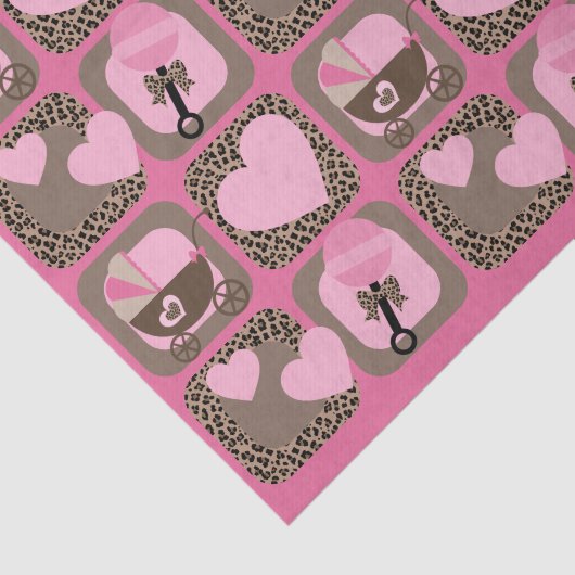 Luipaard en Roze Baby Patterned Tissuepapier (Detail)