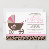 Luipaard en Roze Baby shower Kaart (Voorkant)