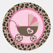 Luipaard en Roze Baby shower Ronde Sticker (Voorkant)