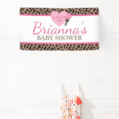 Luipaard en Roze Baby shower Welkom Spandoek (Insitu)