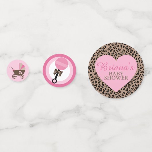 Luipaard en Roze Baby showers tafel Confetti (Voorkanten)