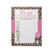 Luipaard en Roze Emoji Pictionary Baby shower Game Notitieblok (Linkerzijde)