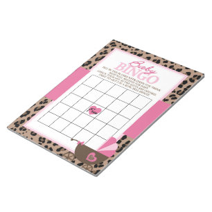 Luipaard en Roze Gift Bingo Baby shower Game Pack Notitieblok