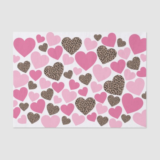 Luipaard en Roze Harten Feest Tissuepapier (Voorkant)
