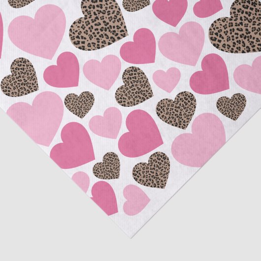 Luipaard en Roze Harten Feest Tissuepapier (Detail)