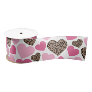 Luipaard en Roze Harten Satijnen Lint