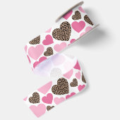 Luipaard en Roze Harten Satijnen Lint (Achterkant)