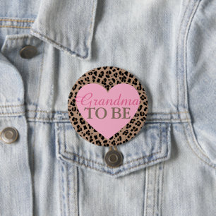 Luipaard en roze oma om Baby shower te zijn Ronde Button 7,6 Cm