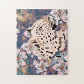 Luipaard en roze orchidee. legpuzzel (Verticaal)