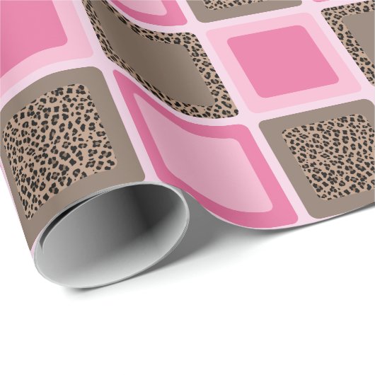 Luipaard en Roze Partij Verpakkingsdocument Cadeaupapier (Rol Hoek)