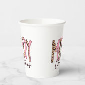 Luipaard en roze vrolijk kerstfeest papieren bekers (Links)