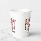 Luipaard en roze vrolijk kerstfeest papieren bekers (Rechts)